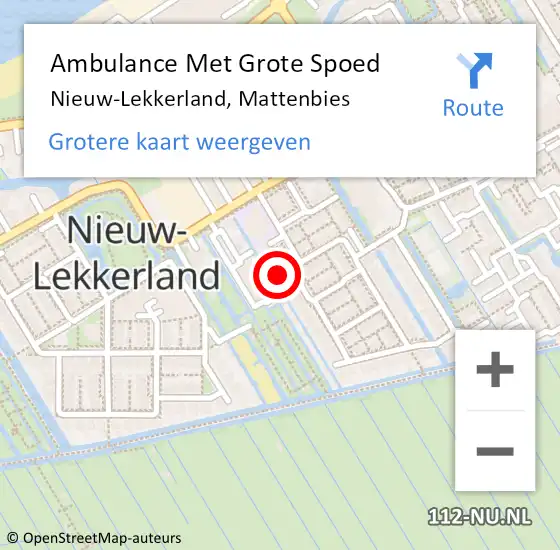 Locatie op kaart van de 112 melding: Ambulance Met Grote Spoed Naar Nieuw-Lekkerland, Mattenbies op 18 september 2023 00:32