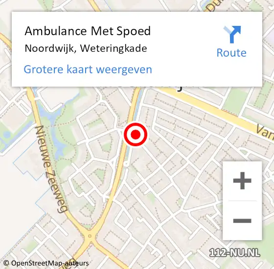 Locatie op kaart van de 112 melding: Ambulance Met Spoed Naar Noordwijk, Weteringkade op 18 september 2023 01:53