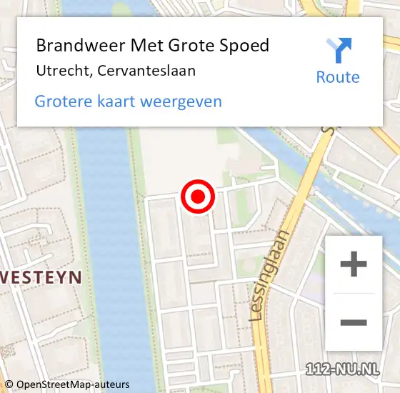 Locatie op kaart van de 112 melding: Brandweer Met Grote Spoed Naar Utrecht, Cervanteslaan op 18 september 2023 03:20