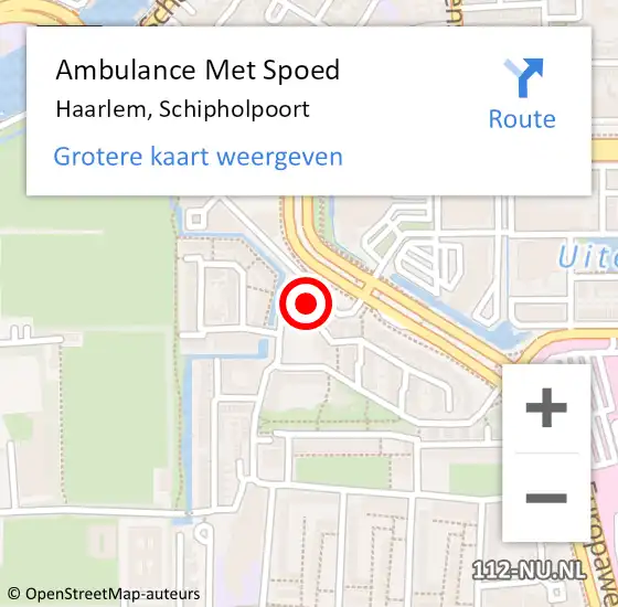 Locatie op kaart van de 112 melding: Ambulance Met Spoed Naar Haarlem, Schipholpoort op 18 september 2023 04:32