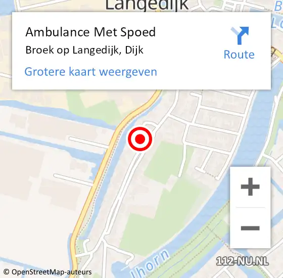 Locatie op kaart van de 112 melding: Ambulance Met Spoed Naar Broek op Langedijk, Dijk op 18 september 2023 04:38
