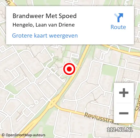 Locatie op kaart van de 112 melding: Brandweer Met Spoed Naar Hengelo, Laan van Driene op 18 september 2023 05:29