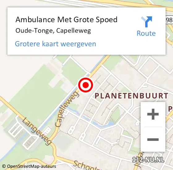 Locatie op kaart van de 112 melding: Ambulance Met Grote Spoed Naar Oude-Tonge, Capelleweg op 18 september 2023 05:48