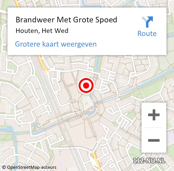 Locatie op kaart van de 112 melding: Brandweer Met Grote Spoed Naar Houten, Het Wed op 18 september 2023 05:54