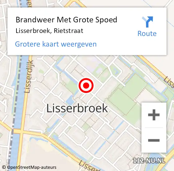 Locatie op kaart van de 112 melding: Brandweer Met Grote Spoed Naar Lisserbroek, Rietstraat op 18 september 2023 06:34