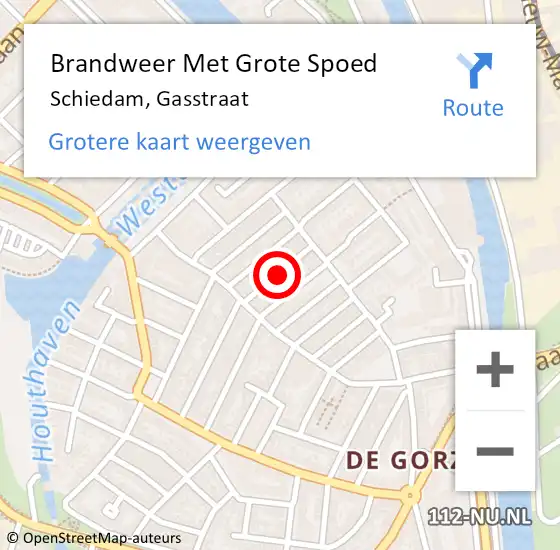 Locatie op kaart van de 112 melding: Brandweer Met Grote Spoed Naar Schiedam, Gasstraat op 18 september 2023 07:06