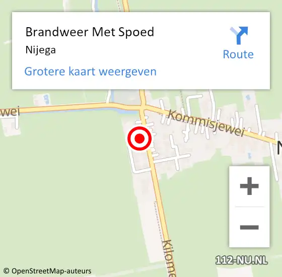 Locatie op kaart van de 112 melding: Brandweer Met Spoed Naar Nijega op 18 september 2023 07:24
