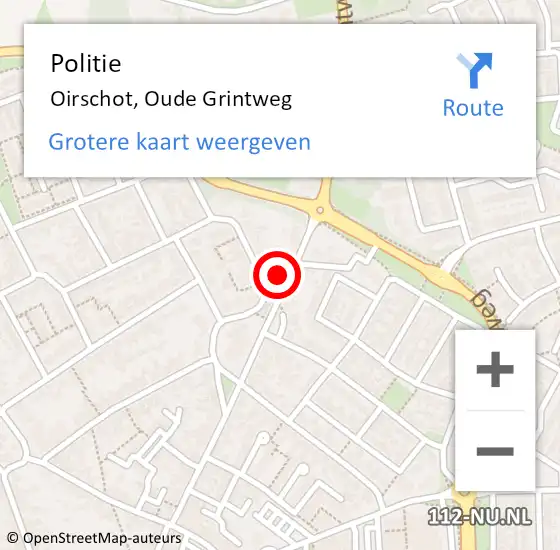 Locatie op kaart van de 112 melding: Politie Oirschot, Oude Grintweg op 18 september 2023 07:48