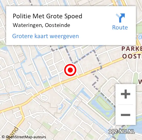 Locatie op kaart van de 112 melding: Politie Met Grote Spoed Naar Wateringen, Oosteinde op 18 september 2023 08:51