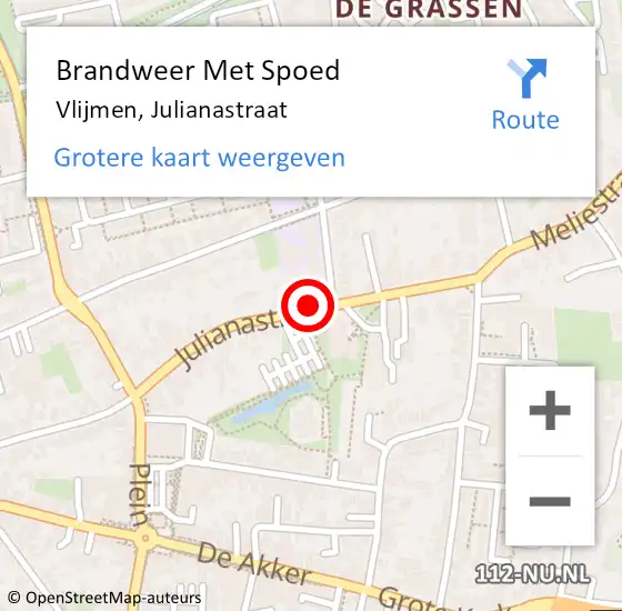 Locatie op kaart van de 112 melding: Brandweer Met Spoed Naar Vlijmen, Julianastraat op 18 september 2023 08:52