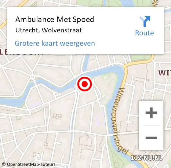 Locatie op kaart van de 112 melding: Ambulance Met Spoed Naar Utrecht, Wolvenstraat op 8 september 2014 15:35