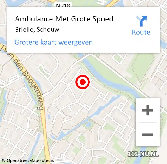 Locatie op kaart van de 112 melding: Ambulance Met Grote Spoed Naar Brielle, Schouw op 18 september 2023 08:59