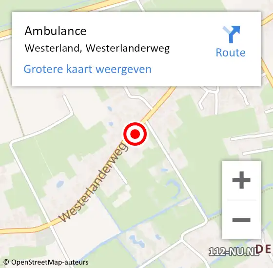 Locatie op kaart van de 112 melding: Ambulance Westerland, Westerlanderweg op 18 september 2023 09:05