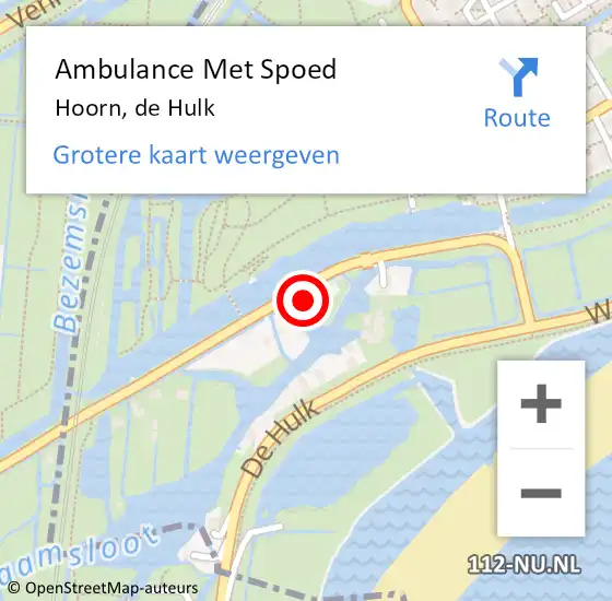 Locatie op kaart van de 112 melding: Ambulance Met Spoed Naar Hoorn, de Hulk op 18 september 2023 09:22