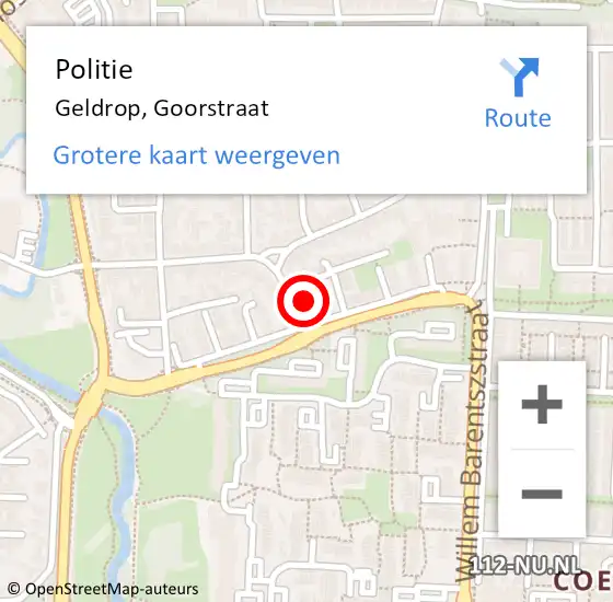 Locatie op kaart van de 112 melding: Politie Geldrop, Goorstraat op 18 september 2023 09:23