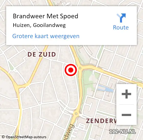 Locatie op kaart van de 112 melding: Brandweer Met Spoed Naar Huizen, Gooilandweg op 18 september 2023 09:30