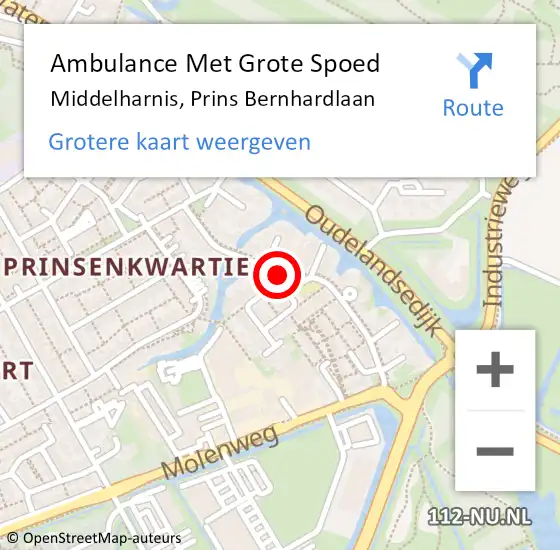 Locatie op kaart van de 112 melding: Ambulance Met Grote Spoed Naar Middelharnis, Prins Bernhardlaan op 18 september 2023 09:53
