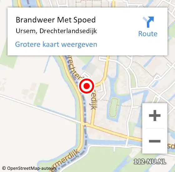 Locatie op kaart van de 112 melding: Brandweer Met Spoed Naar Ursem, Drechterlandsedijk op 18 september 2023 10:27