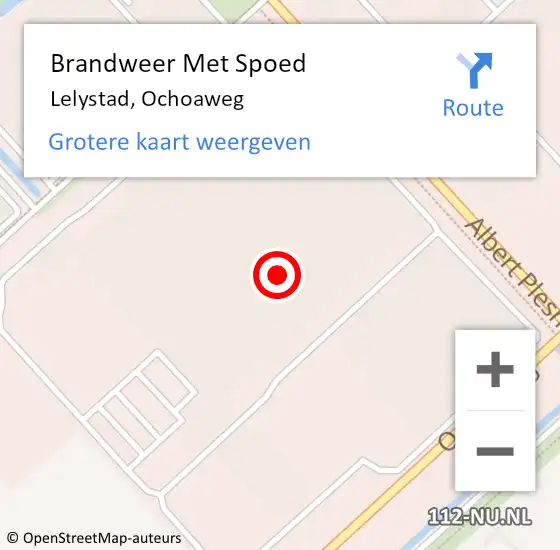 Locatie op kaart van de 112 melding: Brandweer Met Spoed Naar Lelystad, Ochoaweg op 18 september 2023 10:45