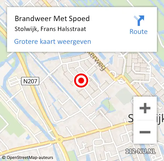 Locatie op kaart van de 112 melding: Brandweer Met Spoed Naar Stolwijk, Frans Halsstraat op 18 september 2023 10:47