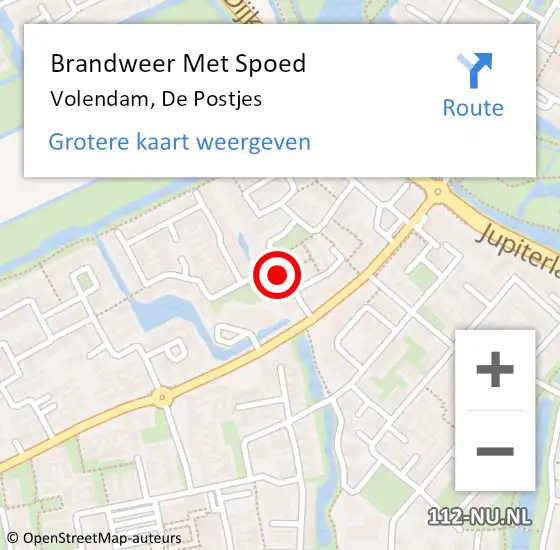 Locatie op kaart van de 112 melding: Brandweer Met Spoed Naar Volendam, De Postjes op 18 september 2023 10:51