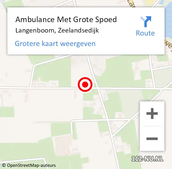 Locatie op kaart van de 112 melding: Ambulance Met Grote Spoed Naar Langenboom, Zeelandsedijk op 8 september 2014 15:50