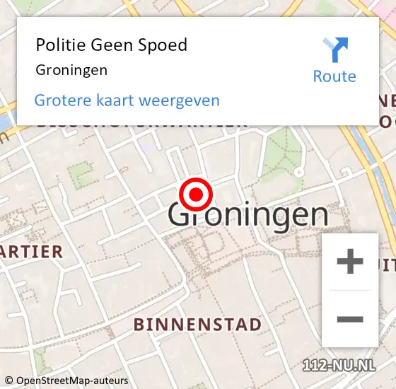 Locatie op kaart van de 112 melding: Politie Geen Spoed Naar Groningen op 18 september 2023 11:23