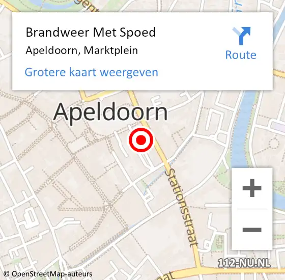 Locatie op kaart van de 112 melding: Brandweer Met Spoed Naar Apeldoorn, Marktplein op 18 september 2023 11:27