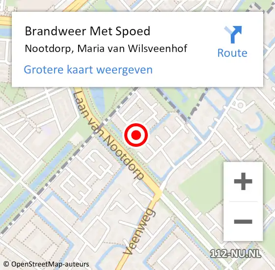 Locatie op kaart van de 112 melding: Brandweer Met Spoed Naar Nootdorp, Maria van Wilsveenhof op 18 september 2023 11:48