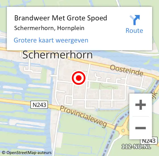Locatie op kaart van de 112 melding: Brandweer Met Grote Spoed Naar Schermerhorn, Hornplein op 18 september 2023 12:10