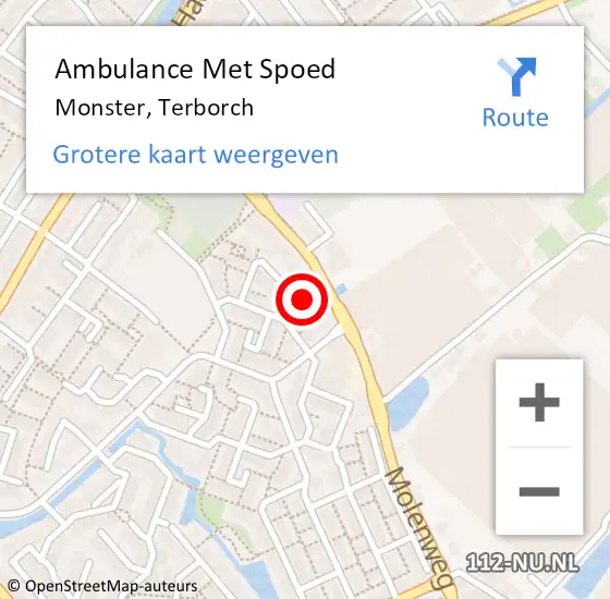 Locatie op kaart van de 112 melding: Ambulance Met Spoed Naar Monster, Terborch op 18 september 2023 12:15