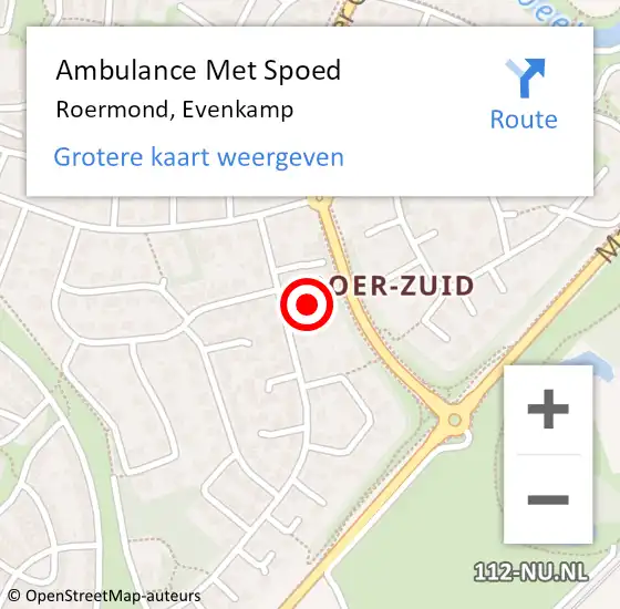 Locatie op kaart van de 112 melding: Ambulance Met Spoed Naar Roermond, Evenkamp op 18 september 2023 12:31