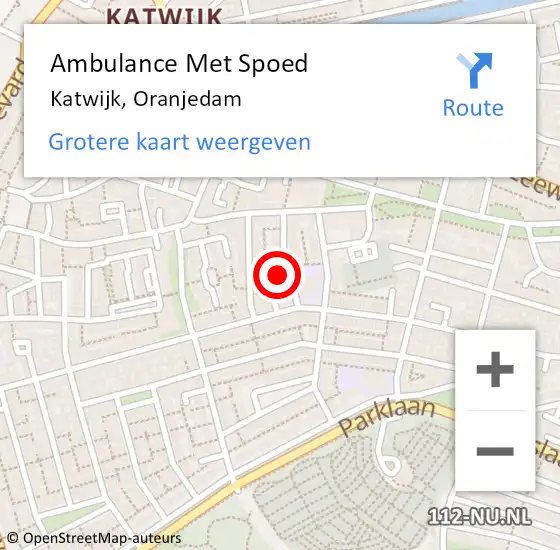 Locatie op kaart van de 112 melding: Ambulance Met Spoed Naar Katwijk, Oranjedam op 18 september 2023 12:39