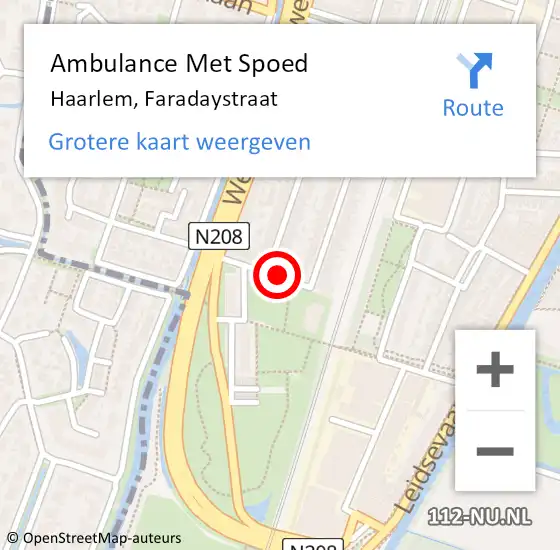 Locatie op kaart van de 112 melding: Ambulance Met Spoed Naar Haarlem, Faradaystraat op 18 september 2023 12:40