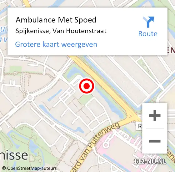 Locatie op kaart van de 112 melding: Ambulance Met Spoed Naar Spijkenisse, Van Houtenstraat op 18 september 2023 12:42