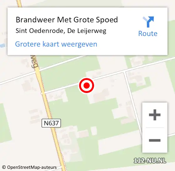 Locatie op kaart van de 112 melding: Brandweer Met Grote Spoed Naar Sint Oedenrode, De Leijerweg op 18 september 2023 13:08