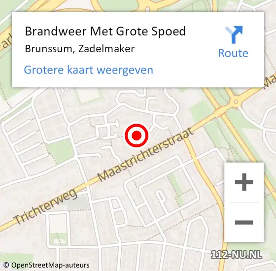 Locatie op kaart van de 112 melding: Brandweer Met Grote Spoed Naar Brunssum, Zadelmaker op 18 september 2023 13:22