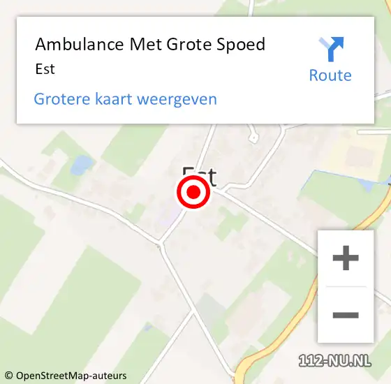 Locatie op kaart van de 112 melding: Ambulance Met Grote Spoed Naar Est op 18 september 2023 13:48
