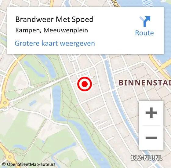 Locatie op kaart van de 112 melding: Brandweer Met Spoed Naar Kampen, Meeuwenplein op 18 september 2023 13:52