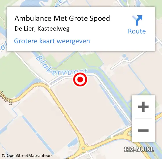 Locatie op kaart van de 112 melding: Ambulance Met Grote Spoed Naar De Lier, Kasteelweg op 18 september 2023 14:15