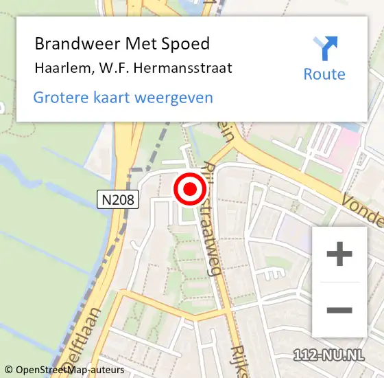 Locatie op kaart van de 112 melding: Brandweer Met Spoed Naar Haarlem, W.F. Hermansstraat op 18 september 2023 14:23