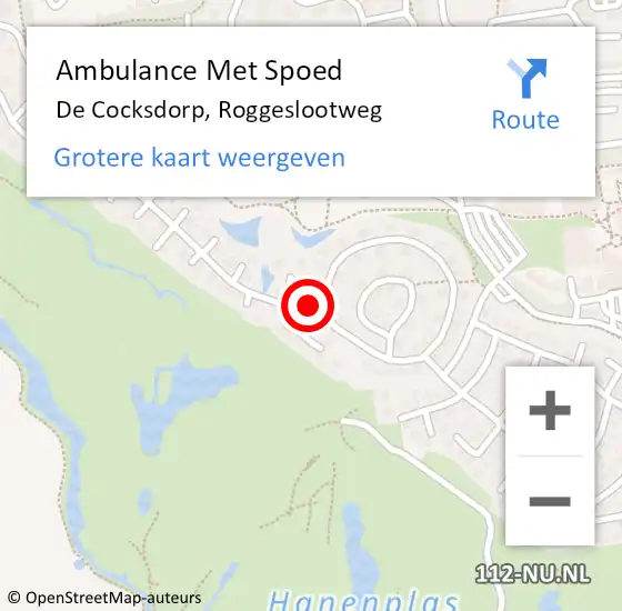 Locatie op kaart van de 112 melding: Ambulance Met Spoed Naar De Cocksdorp, Roggeslootweg op 18 september 2023 14:46
