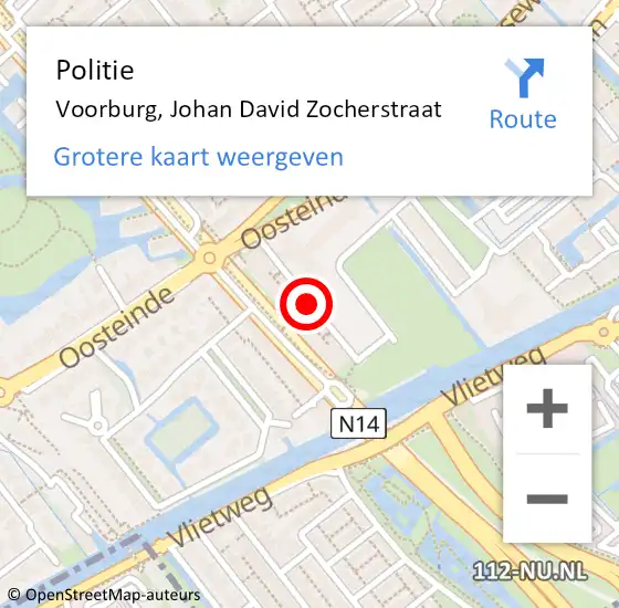 Locatie op kaart van de 112 melding: Politie Voorburg, Johan David Zocherstraat op 8 september 2014 16:22