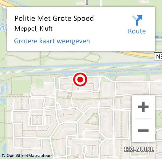 Locatie op kaart van de 112 melding: Politie Met Grote Spoed Naar Meppel, Kluft op 18 september 2023 15:01