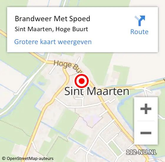 Locatie op kaart van de 112 melding: Brandweer Met Spoed Naar Sint Maarten, Hoge Buurt op 8 september 2014 16:25