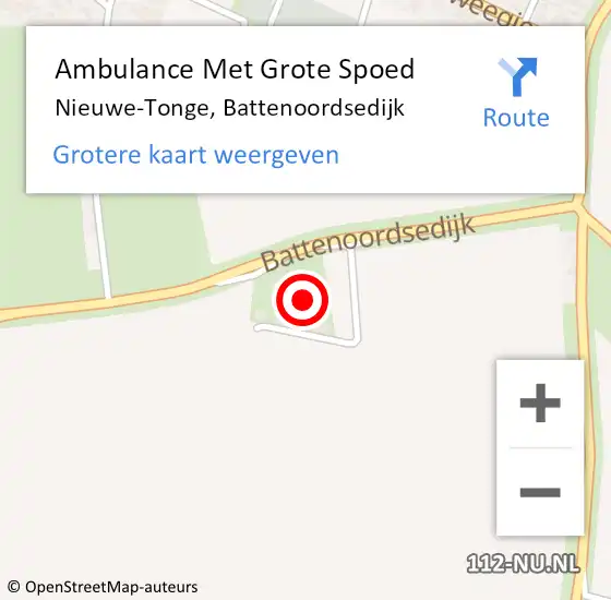 Locatie op kaart van de 112 melding: Ambulance Met Grote Spoed Naar Nieuwe-Tonge, Battenoordsedijk op 18 september 2023 15:23