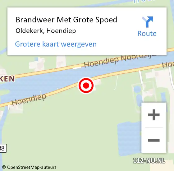 Locatie op kaart van de 112 melding: Brandweer Met Grote Spoed Naar Oldekerk, Hoendiep op 8 september 2014 16:28