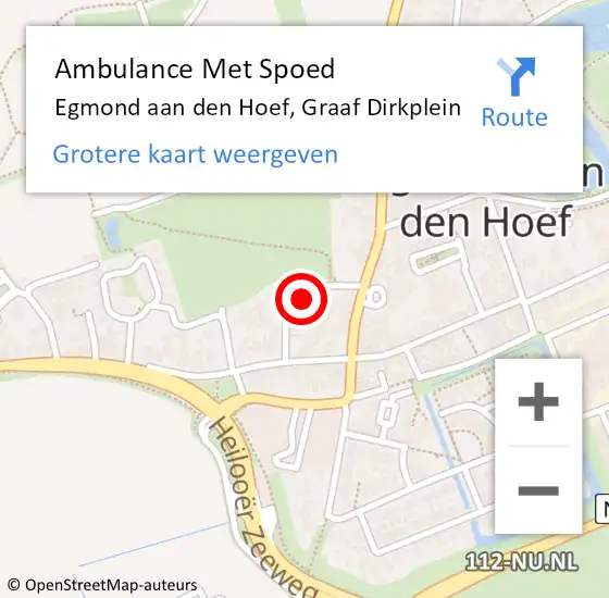 Locatie op kaart van de 112 melding: Ambulance Met Spoed Naar Egmond aan den Hoef, Graaf Dirkplein op 18 september 2023 15:39