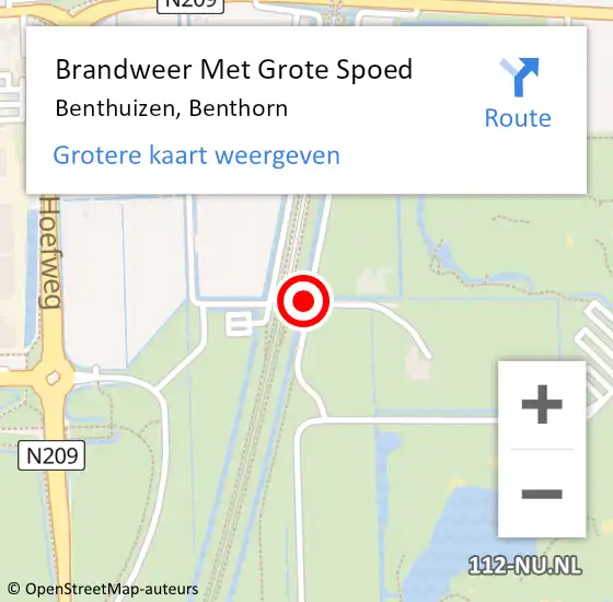 Locatie op kaart van de 112 melding: Brandweer Met Grote Spoed Naar Benthuizen, Benthorn op 8 september 2014 16:30