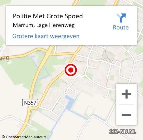 Locatie op kaart van de 112 melding: Politie Met Grote Spoed Naar Marrum, Lage Herenweg op 18 september 2023 15:55